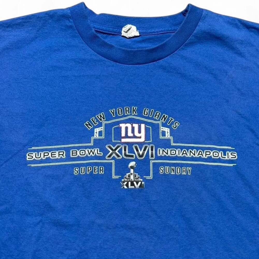 New York Giants Super Bowl XLVI Indianapolis T-Shirt Large Royal Blue